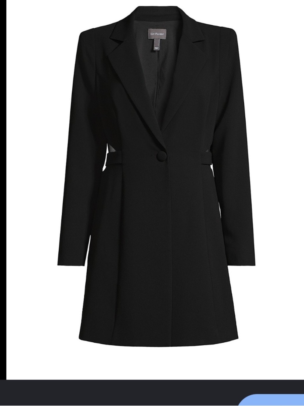 Liv Foster Women's Black Twill Mesh V Neck Plunge Blazer Mini Dress